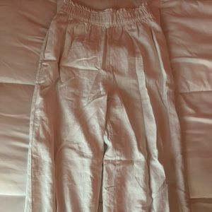A&F white linen pants